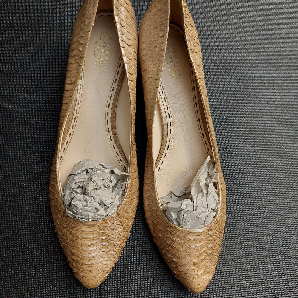 Coach Tan Snakeskin Printed Leather Kitten Heels Size 11